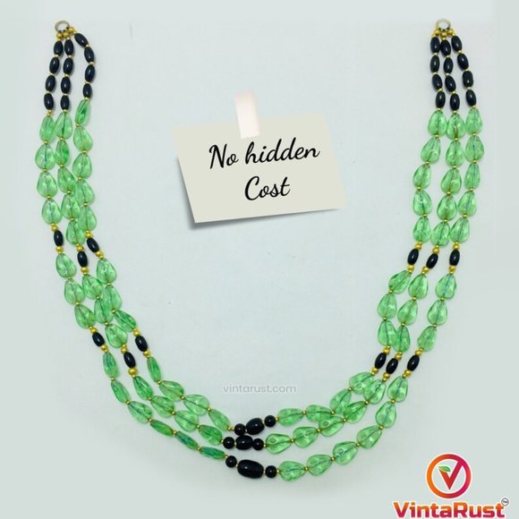 Green Multilayers Beaded NecklaceGreen Glass Stones Beaded Necklace - Picture 7 of 10